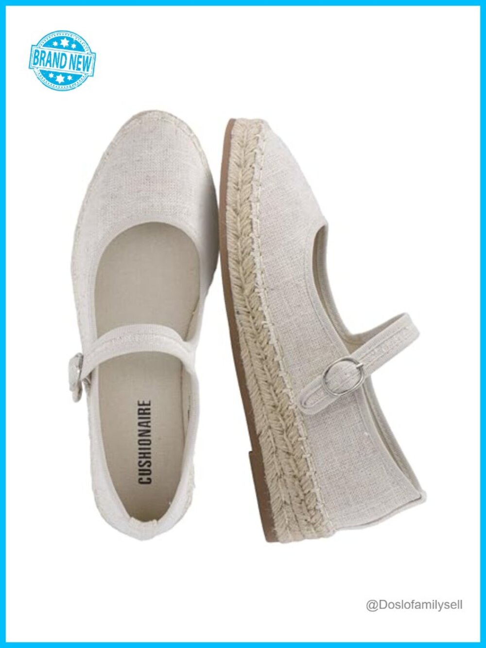 Canvas Mary Jane Flat Espadrilles with Adjustable Strap and Cushioned Insole